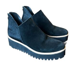 ALL BLACK Flatform Tread Shootie Women's Boots shoes slip on wedge size 8